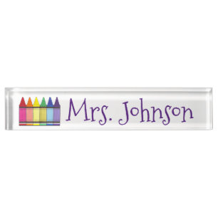 Rainbow Crayons School Art Teacher Education Nameplate