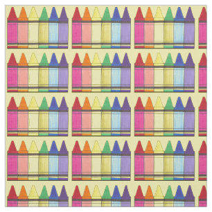 Rainbow Crayons School Teacher Art Supplies Class Fabric