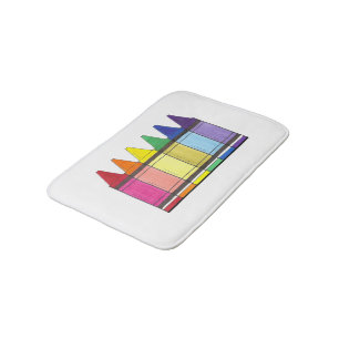 Rainbow Crayons School Teacher Art Supplies Pride Bath Mat