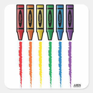 Rainbow Crayons Square Sticker