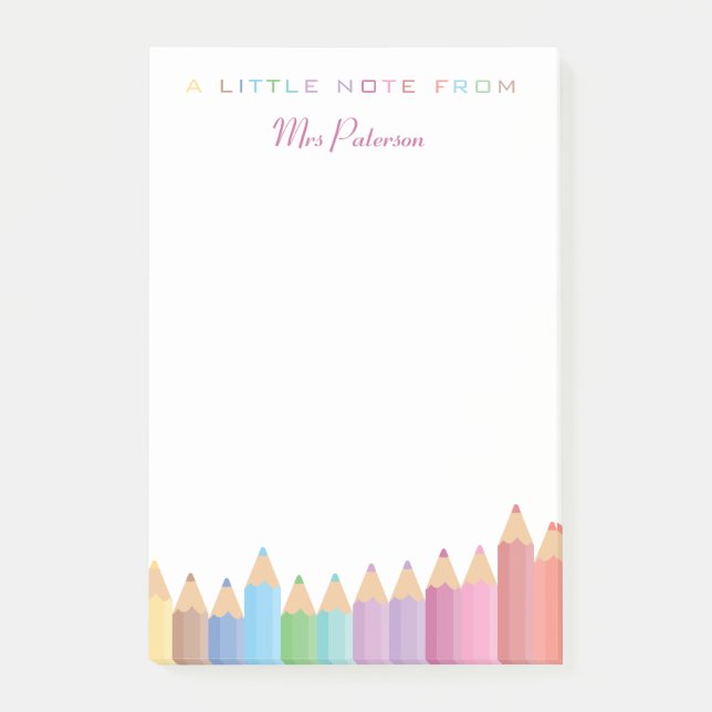 Rainbow Crayons Teacher Appreciation Cute Colourfu Post-it Notes (Front)