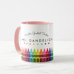 Rainbow Crayons Worlds Greatest Teacher Coffee Mug