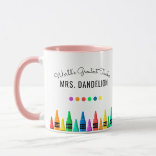 Rainbow Crayons World's Greatest Teacher Coffee Mug