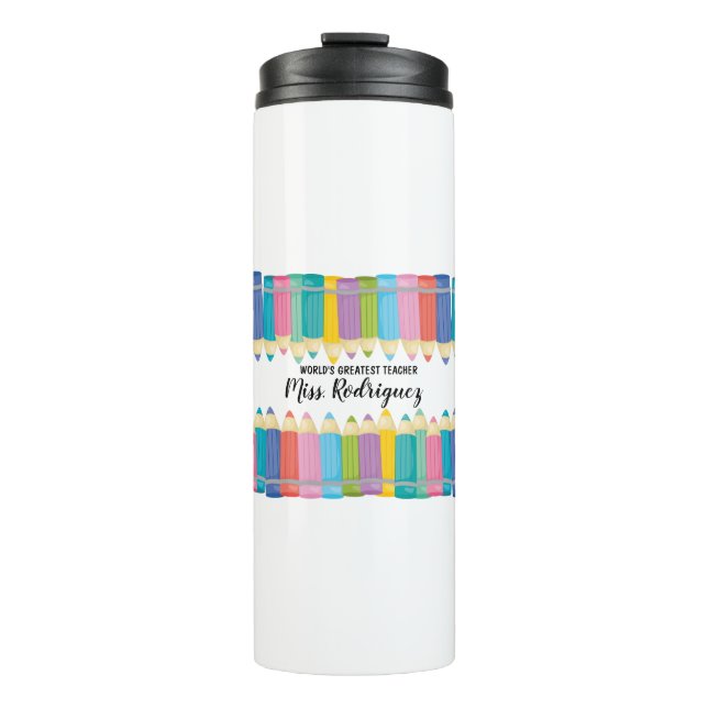 Rainbow Crayons Worlds Greatest Teacher Coffee Mug (Front)