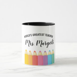 Rainbow Crayons Worlds Greatest Teacher Mug