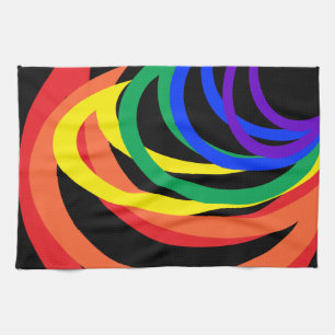Rainbow Crescent Colours Abstract Kitchen Towel