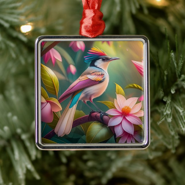 Rainbow crested Jay Fantasy Bird Metal Tree Decoration (Tree)