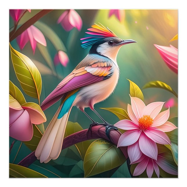 Rainbow crested Jay Fantasy Bird Photo Print (Front)