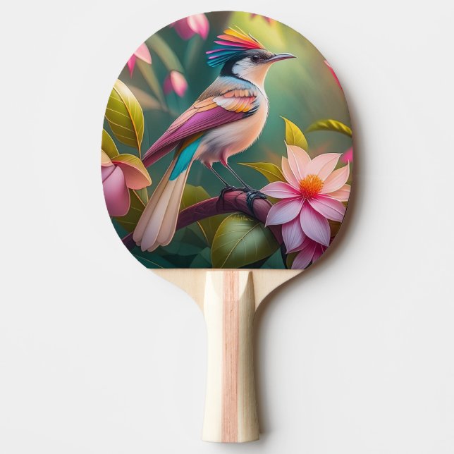 Rainbow crested Jay Fantasy Bird Ping Pong Paddle (Front)