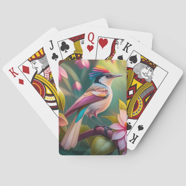 Rainbow crested Jay Fantasy Bird Playing Cards (Back)