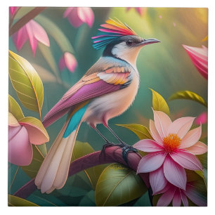Rainbow crested Jay Fantasy Bird Tile
