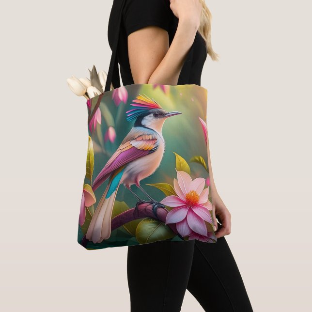 Rainbow crested Jay Fantasy Bird Tote Bag (Close Up)