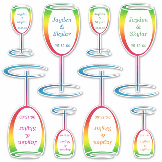 [Rainbow Crinkle Wedding] Champagne Glass Vinyl (Front)