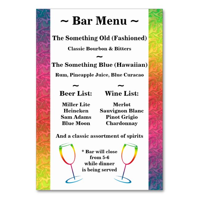 [Rainbow Crinkle Wedding] Heart Bar Menu Green Table Number (Back)