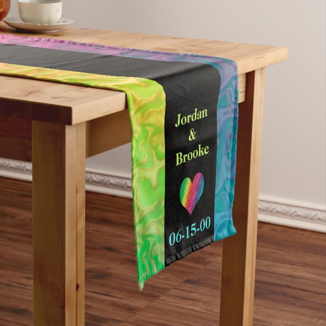 [Rainbow Crinkle Wedding] Heart Butterfly Black Long Table Runner (In Situ)