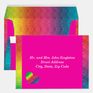 [Rainbow Crinkle Wedding] Heart Butterfly Pink Envelope