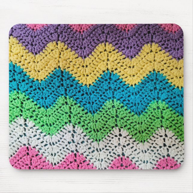 Rainbow Crochet Design Mouse Mat (Front)