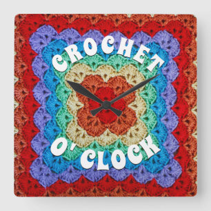 Rainbow Crochet Square Wall Clock
