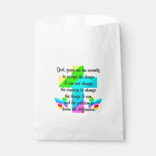 RAINBOW CROSS AND BUTTERFLY SERENITY PRAYER DESIGN FAVOUR BAGS