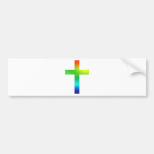 Rainbow Cross Bumper Sticker