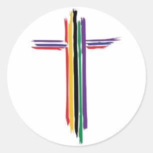 Rainbow Cross Classic Round Sticker