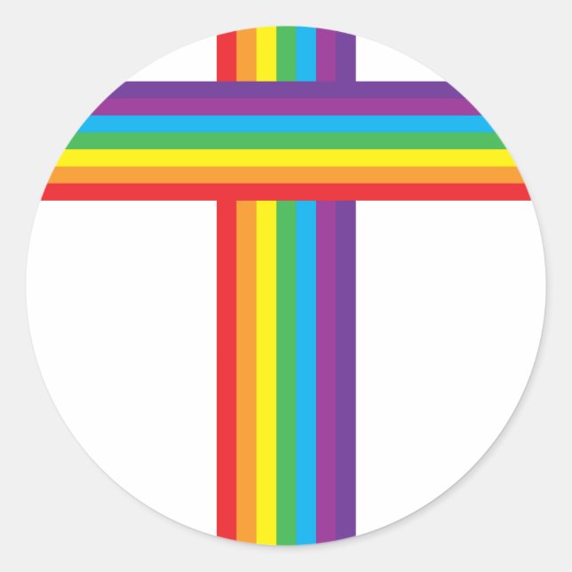 Rainbow CROSS Classic Round Sticker (Front)