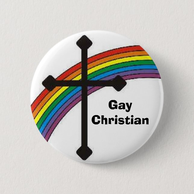 rainbow_cross, GayChristian 6 Cm Round Badge (Front)