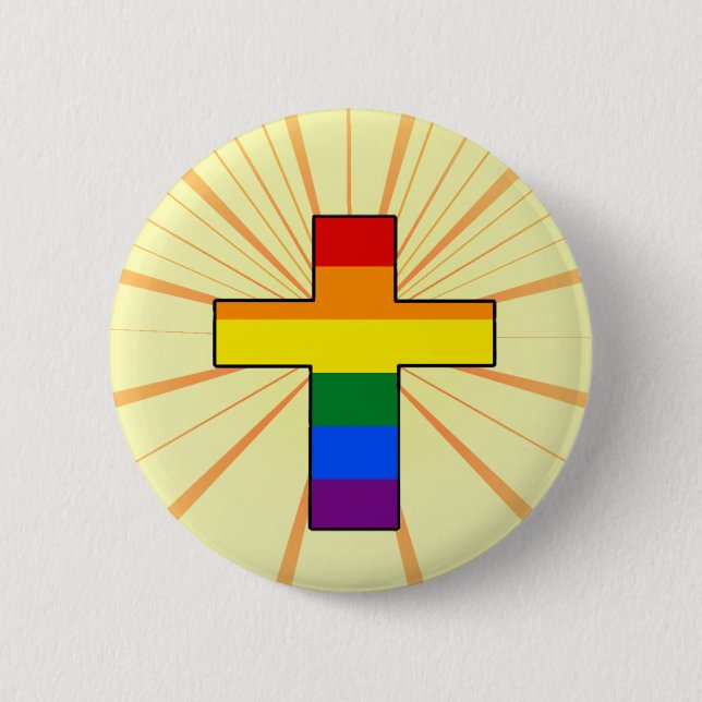 Rainbow Cross Round Button (Front)