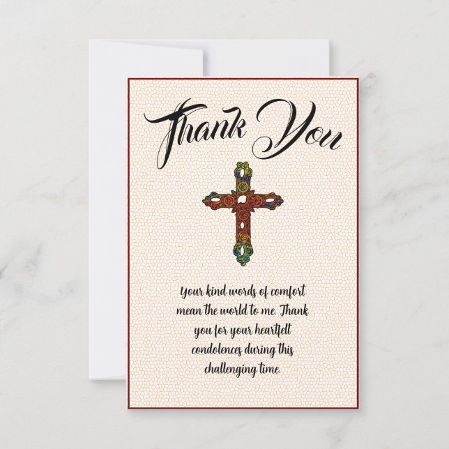 Rainbow Cross Thank You Message For Condolences (Front)