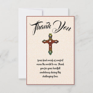 Rainbow Cross Thank You Message For Condolences Card