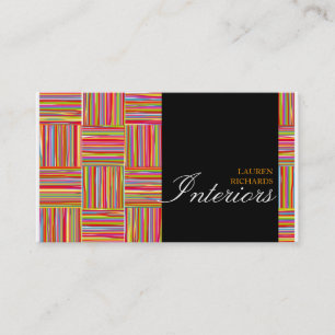 Rainbow crosshatch + black interior design business card