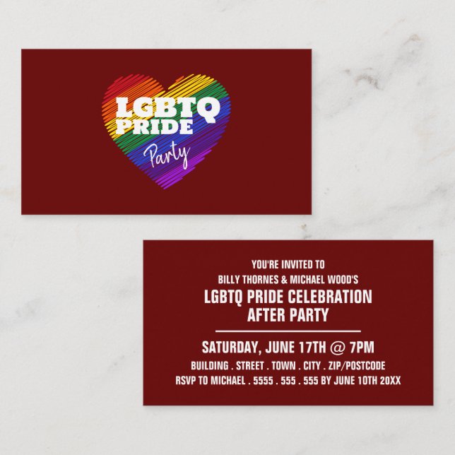 Rainbow Crowd, LGBTQ Pride Celebration Invite Card (Front/Back)