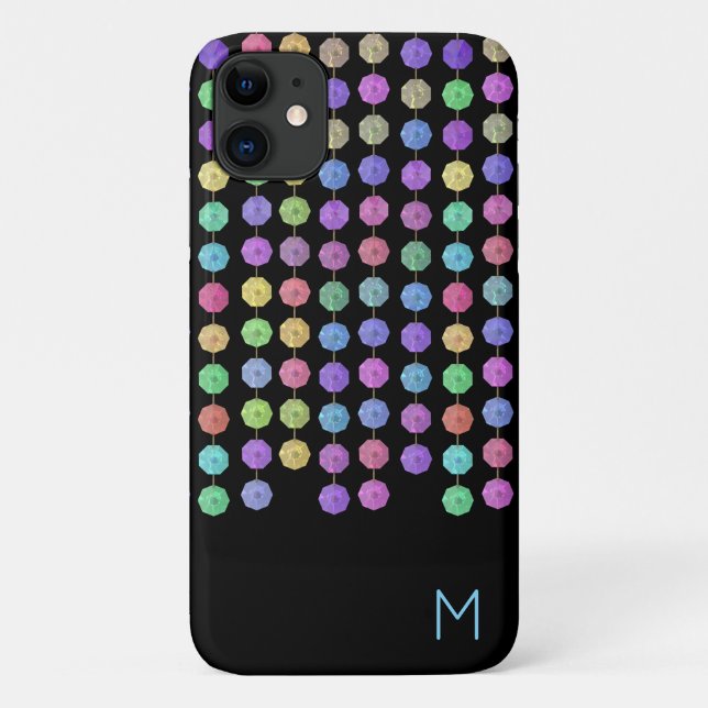 Rainbow Crystal Strands Monogram Phone Case (Back)