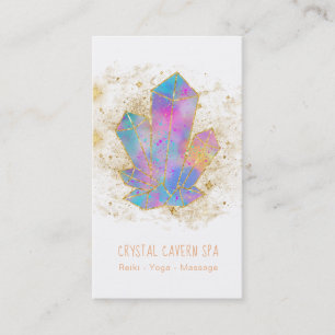 *~*  Rainbow Crystals Cosmic Gold Glitter Stars Business Card