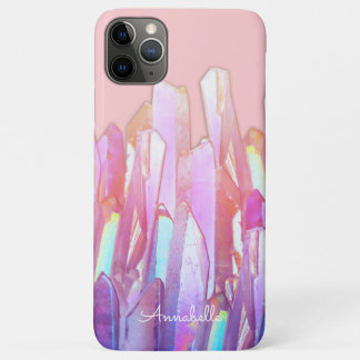 Rainbow Crystals on Pink iPhone 11 Pro Max Case