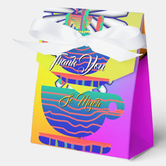 Rainbow Cup Saucer Thank You  Favour Box (Front)