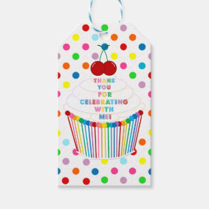 Rainbow Cupcake and Polka Dot Thank You Gift Tags