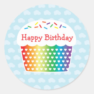 Rainbow Cupcake Birthday Sticker