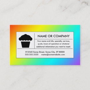 rainbow cupcake business card