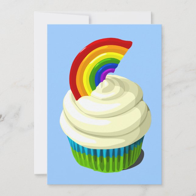 Rainbow cupcake invitation (Front)
