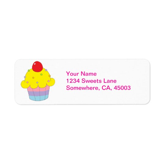 Rainbow Cupcake Return Address Label