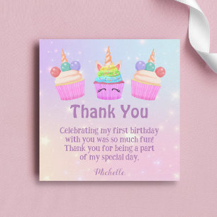 rainbow cupcakes thank you girl 1st birthday card