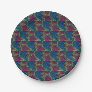 Rainbow curlicue pattern paper plate