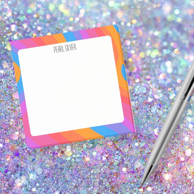 Rainbow Curves CUSTOM Chic Monogram Personalised Post-it Notes (Rainbow Curves CUSTOM Chic Monogram Personalized Post-it Notes
)