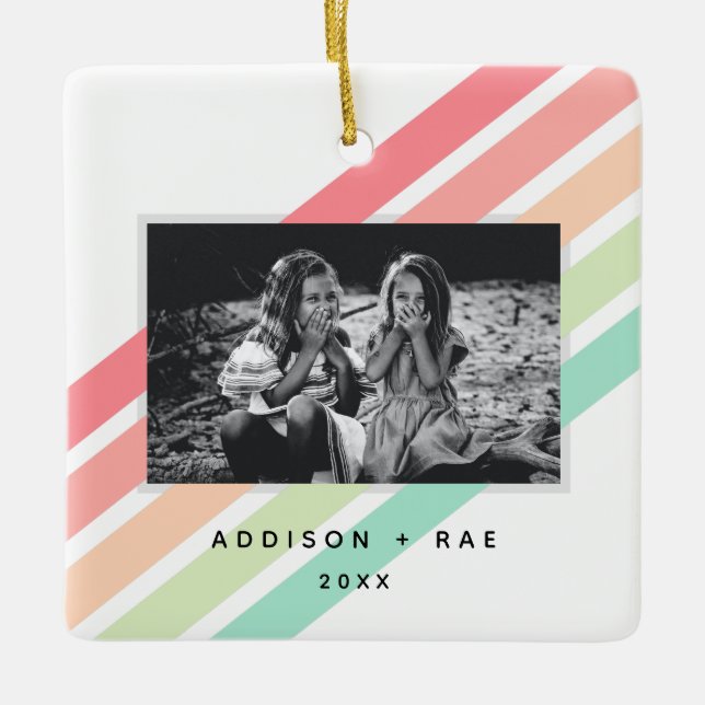 Rainbow Custom Personalized Photo Ornament  (Front)