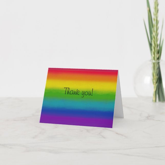 Rainbow Customizable Thank You Folded Note Card (Front)