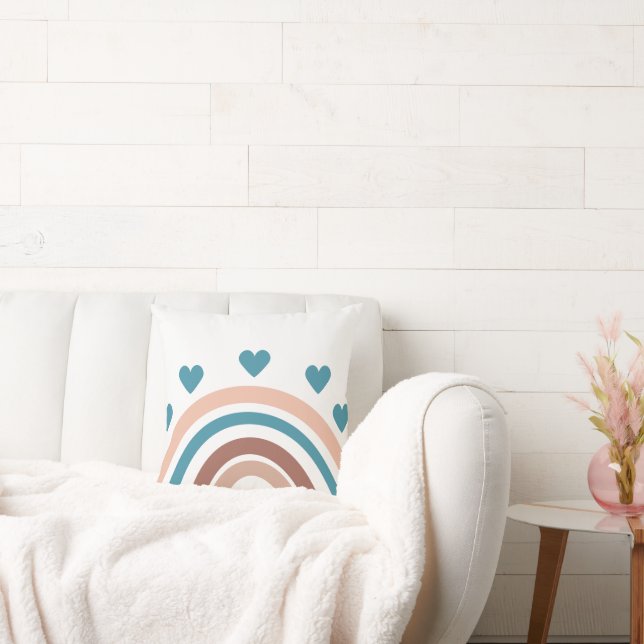 Rainbow Cute Blue Beige Boho Cushion (Couch)