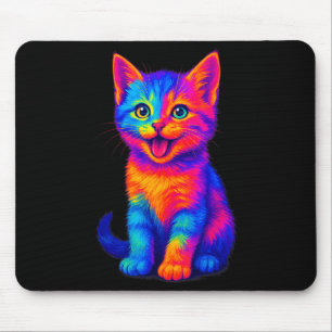 Rainbow Cute Cat Love Funny Colorful Happy Kitten Mouse Mat