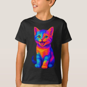 Rainbow Cute Cat Love Funny Colorful Happy Kitten T-Shirt