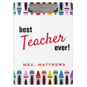 Rainbow Cute Colour Crayons Teacher Gift Clipboard